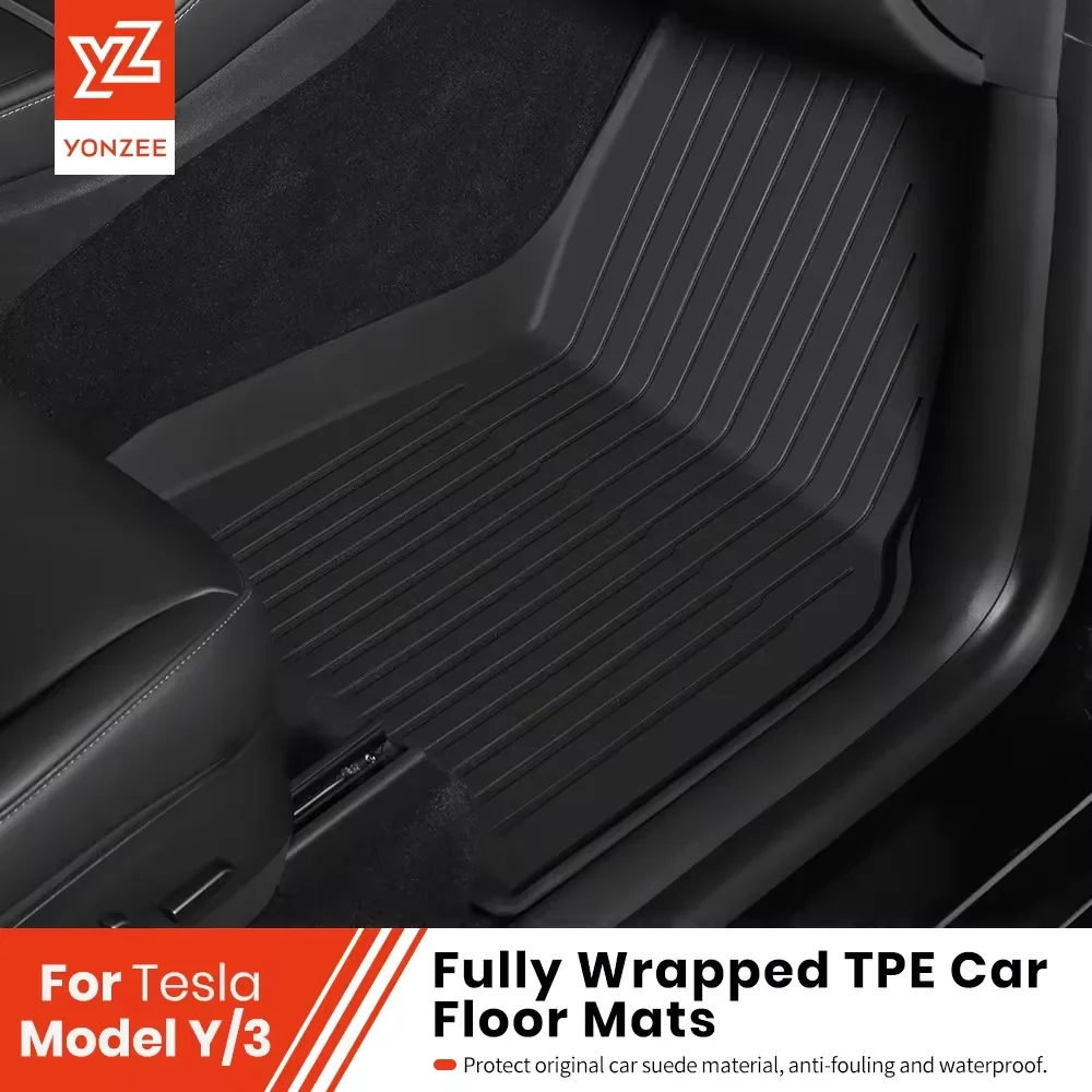 YZ-alfombrilla para suelo Tesla modelo Y 2021-2024, modelo 3, alfombrilla para maletero de coche de las tierras altas, alfombrilla para equipaje, TPE, impermeable, antideslizante, juego de revestimiento para suelo