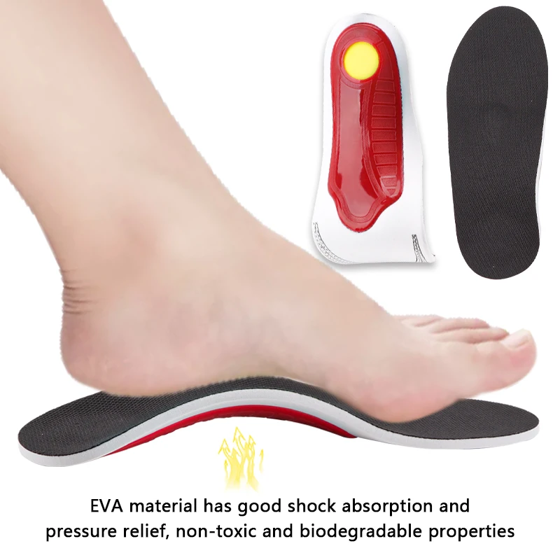 1Pair Arch Support Plantar Fasciitis Shoes Insoles Flat Foot Orthopedic Insole Men Women EVA Shock absorbing Non slip Shoe Pads