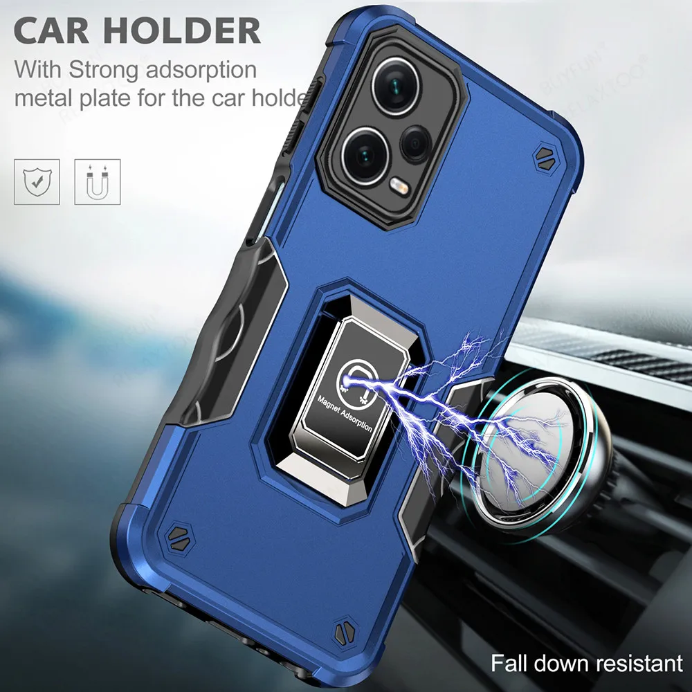 For Xiaomi Redmi Note 12 Pro Plus 5G Case Camera Protect Armor Hard Cover Redmy Note12 ProPlus 12Pro+ Car Magnetic Holder Fundas