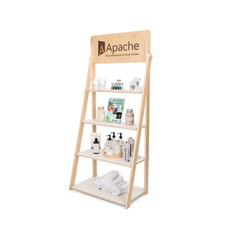 custom.Customizable Wood Display Rack Cosmetics Store Quality Display Stand
