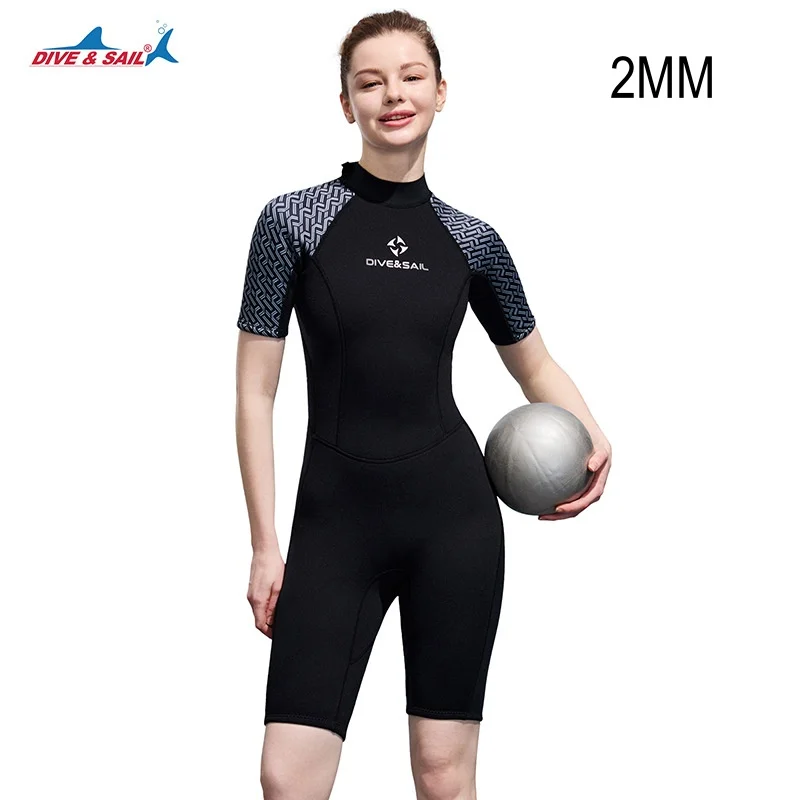 

2MM Women Men Neoprene Keep Warm Knee Length Spearfishing Swim Diving Suit Short Sleeve Snorkeling Kayaking Drifting WetSuit
