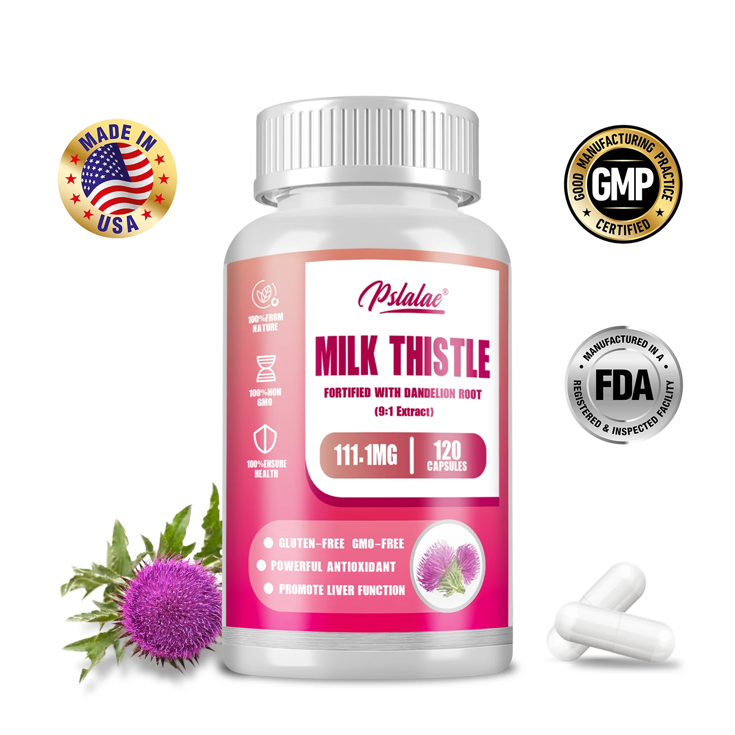 

Milk Thistle - with Dandelion - Liver Detox and Cleanse for Health Promotes Liver Toxin Removal Antioxidant