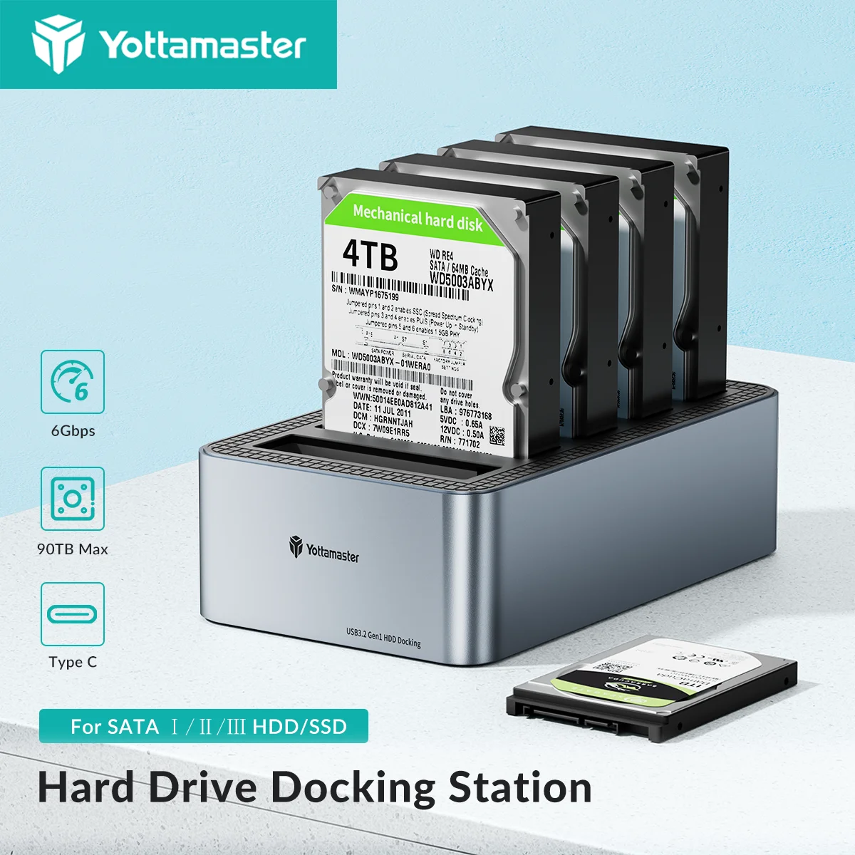 

Yottamaster 5 Bay Hard Drive Docking Station with Offline Clone SATA to USB 3.0 External Hard Drive Enclosure Dock Station 90TB