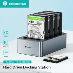 Док-станция Yottamaster для 5 жестких дисков с автономным клонированием SATA на USB 3,0, внешний корпус для жесткого диска, док-станция 90 ТБ