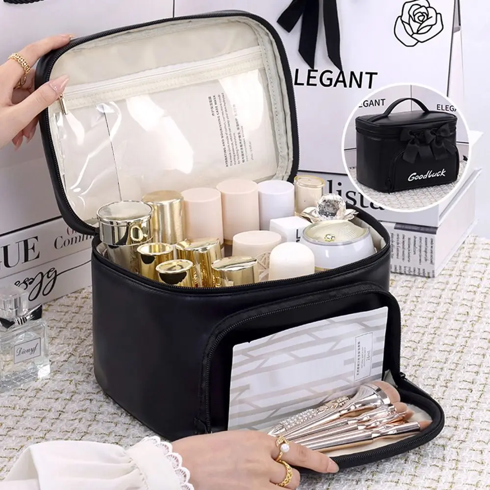 Elegant Bowknot Decoration Makeup Bag Large Capacity Waterproof Washing Bag Portable Toiletry Bag Home