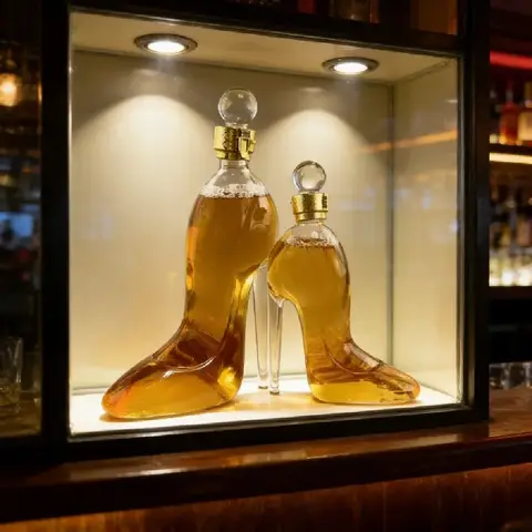 Creative high-heel shaped whiskey bottle, handcrafted glass bottle, unique home bar decoration, 350ml 700ml capacity