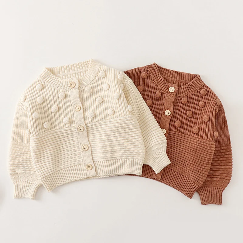 Winter Spring Korean Style Children Clothes Toddler Baby Girl Knitting Cardigan Long Sleeve Solid Color Sweater Cardigan Coat