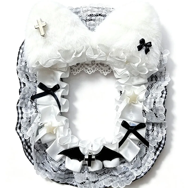 3 in Sweet Gothic Cat Ear Lace Photocard Holder Bow Ruffled Frame Sleeve Kpop Photocard Display Ita Bag Accessory for Fans