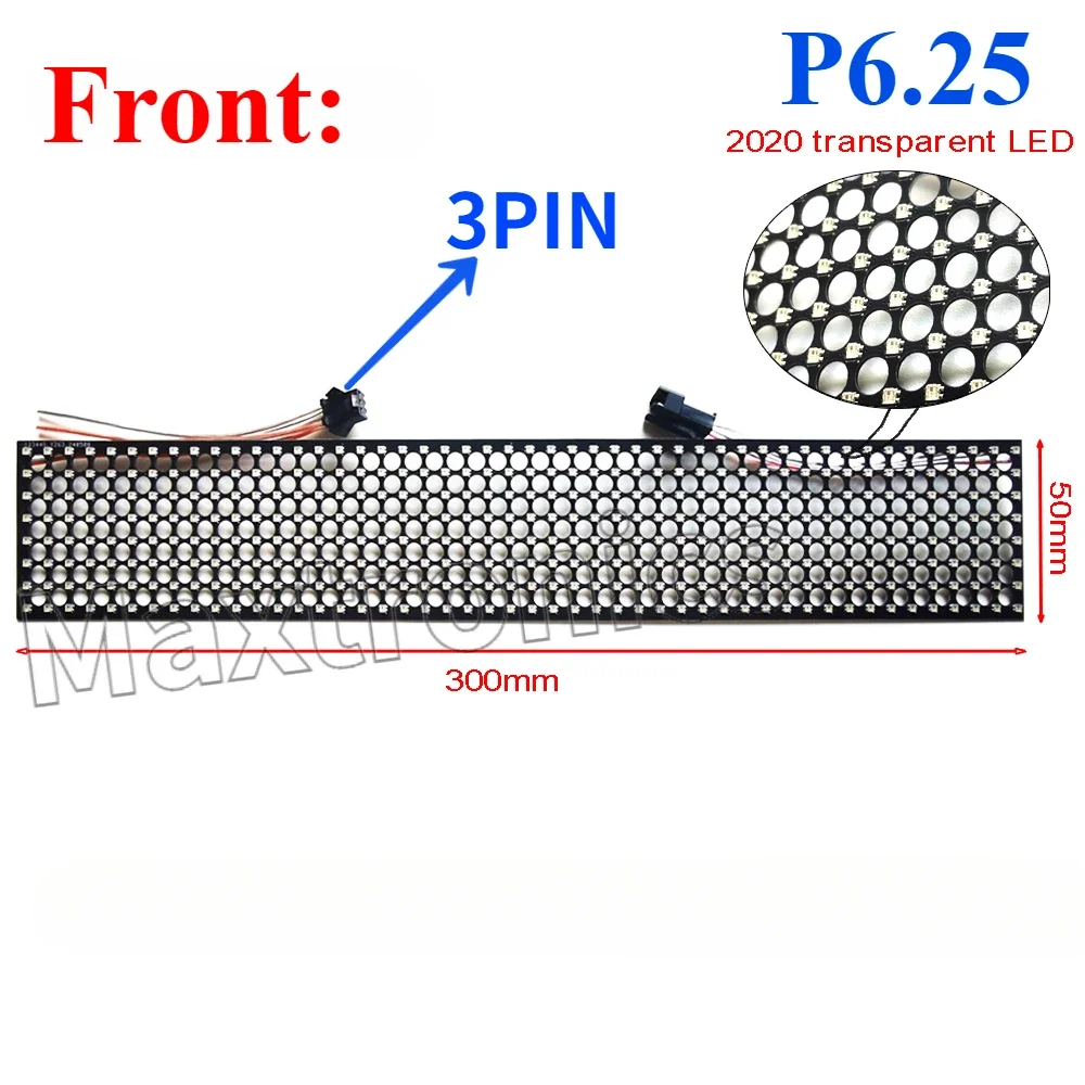 WS2812B LEDโปร่งใสหน้าจอสีRGB 256/384 Pixel Dot MatrixโปรโตคอลSPI 2020 โคมไฟลูกปัดสําหรับDC5V P6.25 LEDแผงป้าย