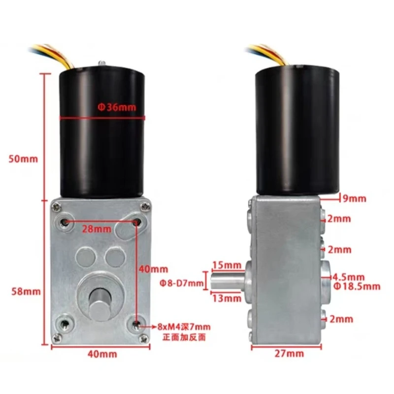 Motoriduttore a vite senza fine DC elettrico senza spazzole da 70 kg a coppia elevata 12 V 24 V 8-470 giri/min con regolazione della velocità PWM invertita autobloccante