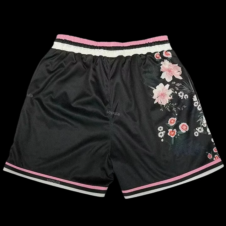 Trendy Brand Flower Art Sports Shorts Breathable Basketball Shorts Loose Sports Training Fitness Gym Fashion Quick-dry Shorts