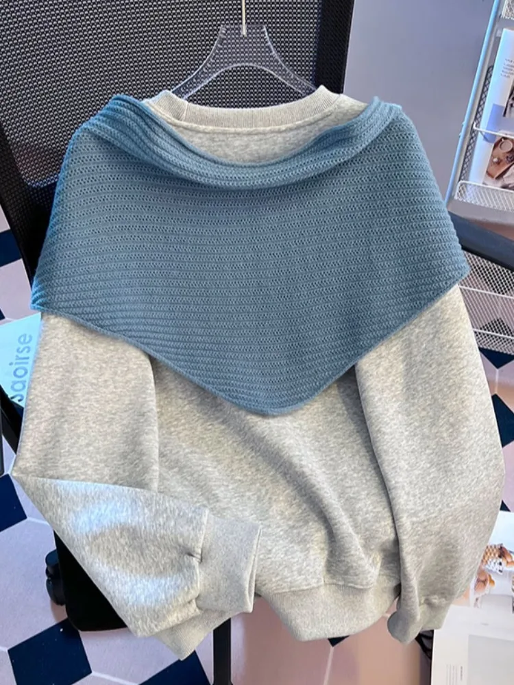 Lâche tricoté poinçon Long Sve rond Ne Sweat femmes printemps automne nouveau Sle décontracté confortable coton mélange haut
