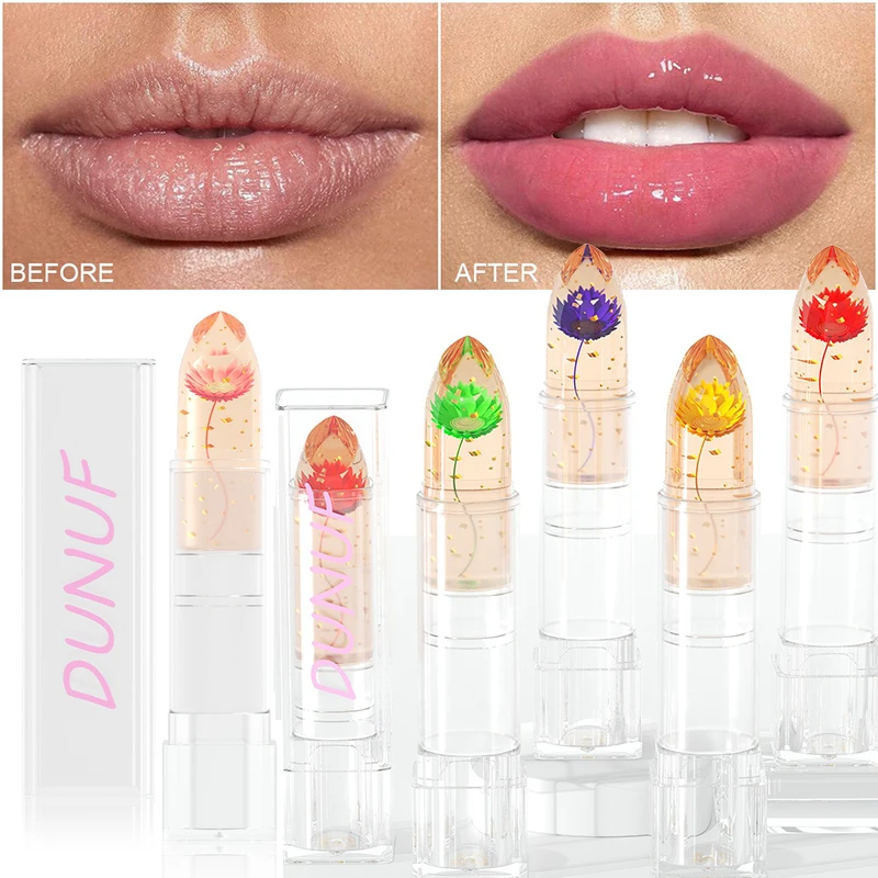 Transparente Gelee Blume Lippenstift Temperatur Farbwechsel Lippen balsam sexy Lip gloss feuchtigkeit spendende Farbänderung magischen Lippenstift