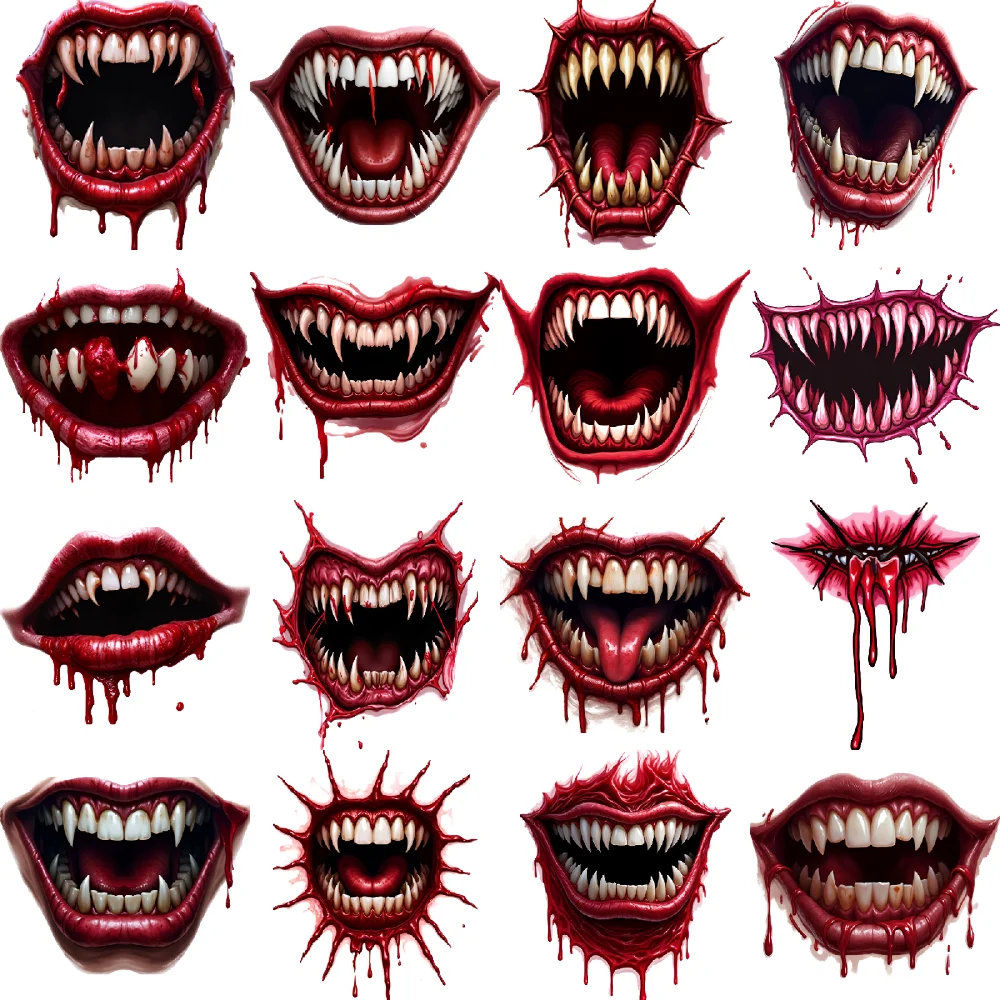 

12 шт. временные татуировки рта вампира водостойкие долговечные наклейки для тела ужасы губы временные татуировки наклейки для девочек