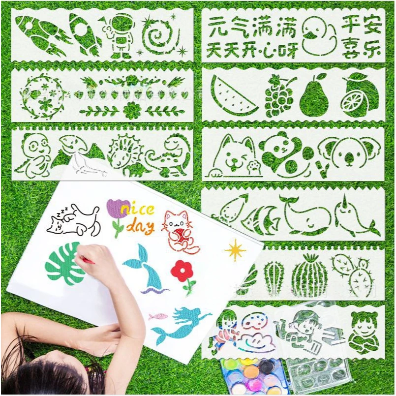 

8Pcs Flower and Plant Painting Template PET Flower Stencil Art Drawing Templates Flower Plant Stencils Hollow Drawing Template
