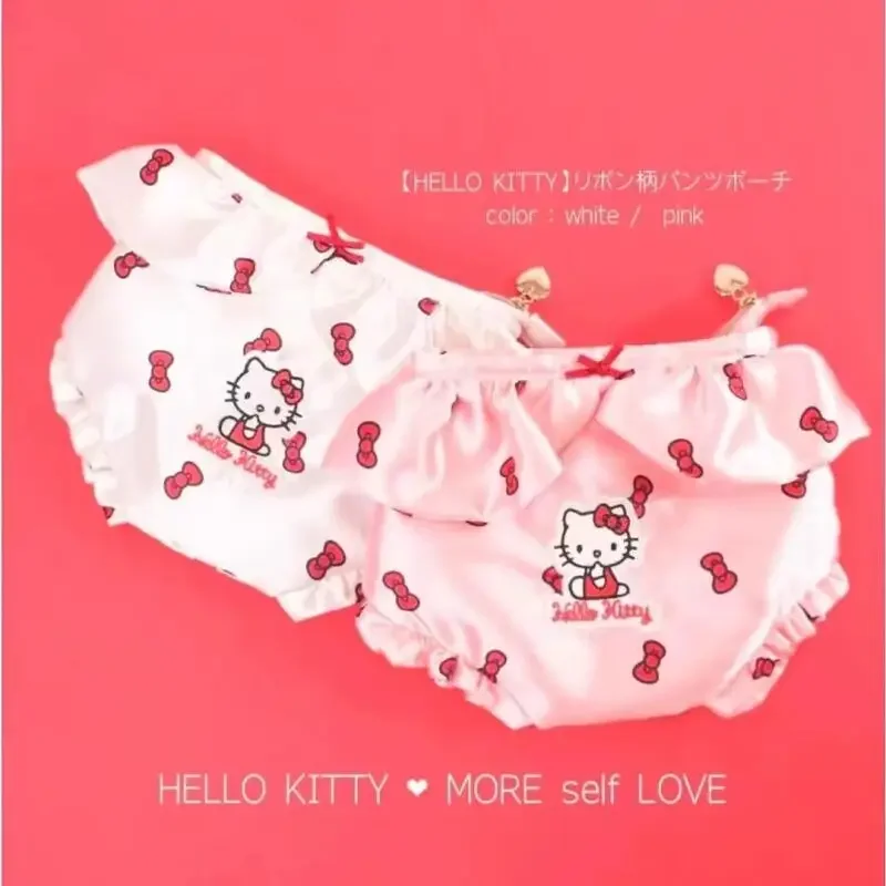 

Hellokittys Cosmetic Bag Lace Storage Bag Cute Sanrios Kawaii Cartoon Embroidery Girl Fresh Sweet Small Square Bag Anime Figure