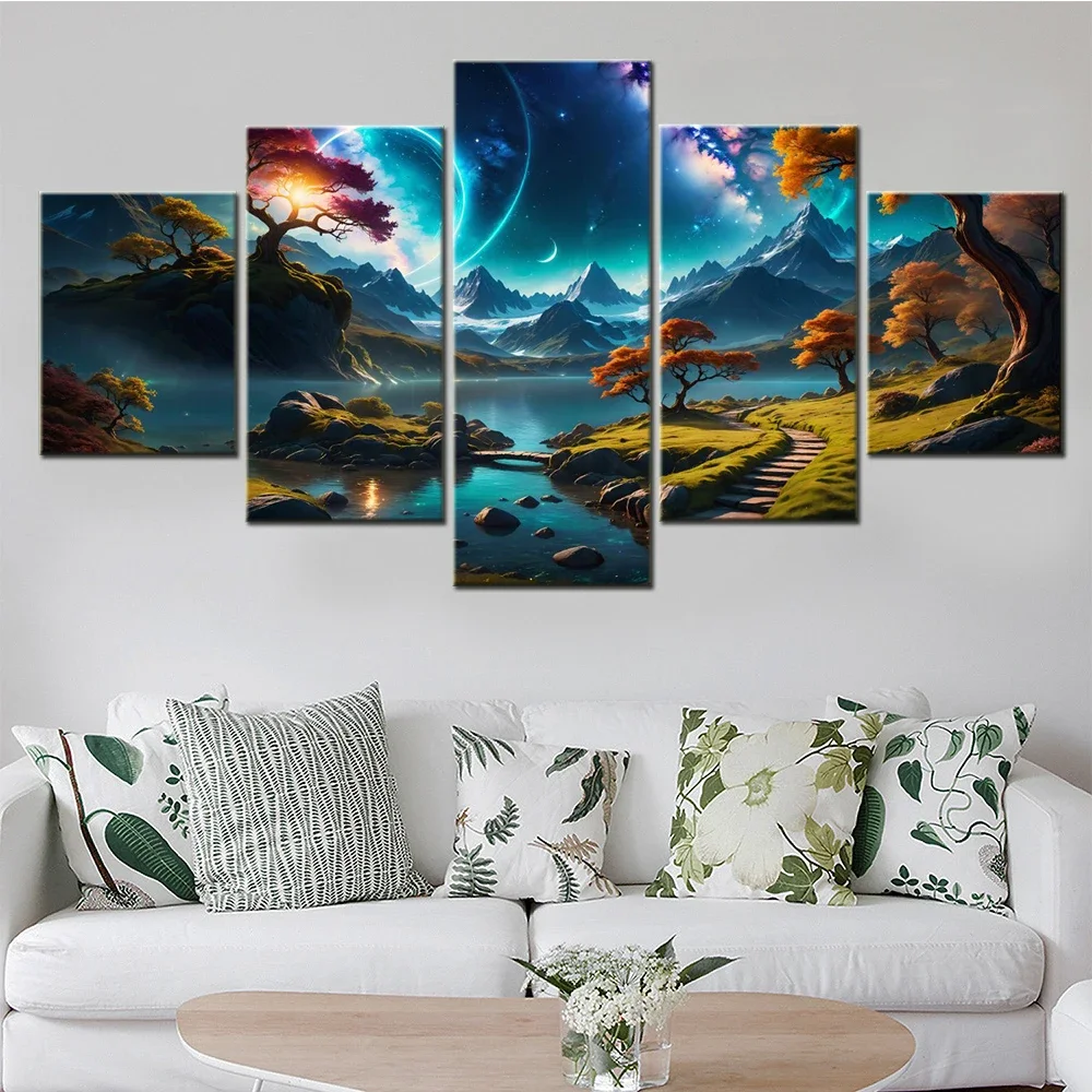 

DIY Diamond Painting 5 Panel Nature Starry Sky Tree Landscape Mosaic Cross Stitch Full Square /Round 5D Diamond Embroidery