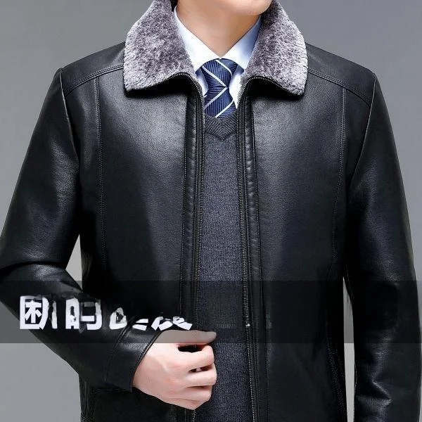 

Мужская зимняя куртка из натуральной кожи на флисовой подкладке, модная городская повседневная утепленная модель с длинными рукавами для делового и повседневного стиля