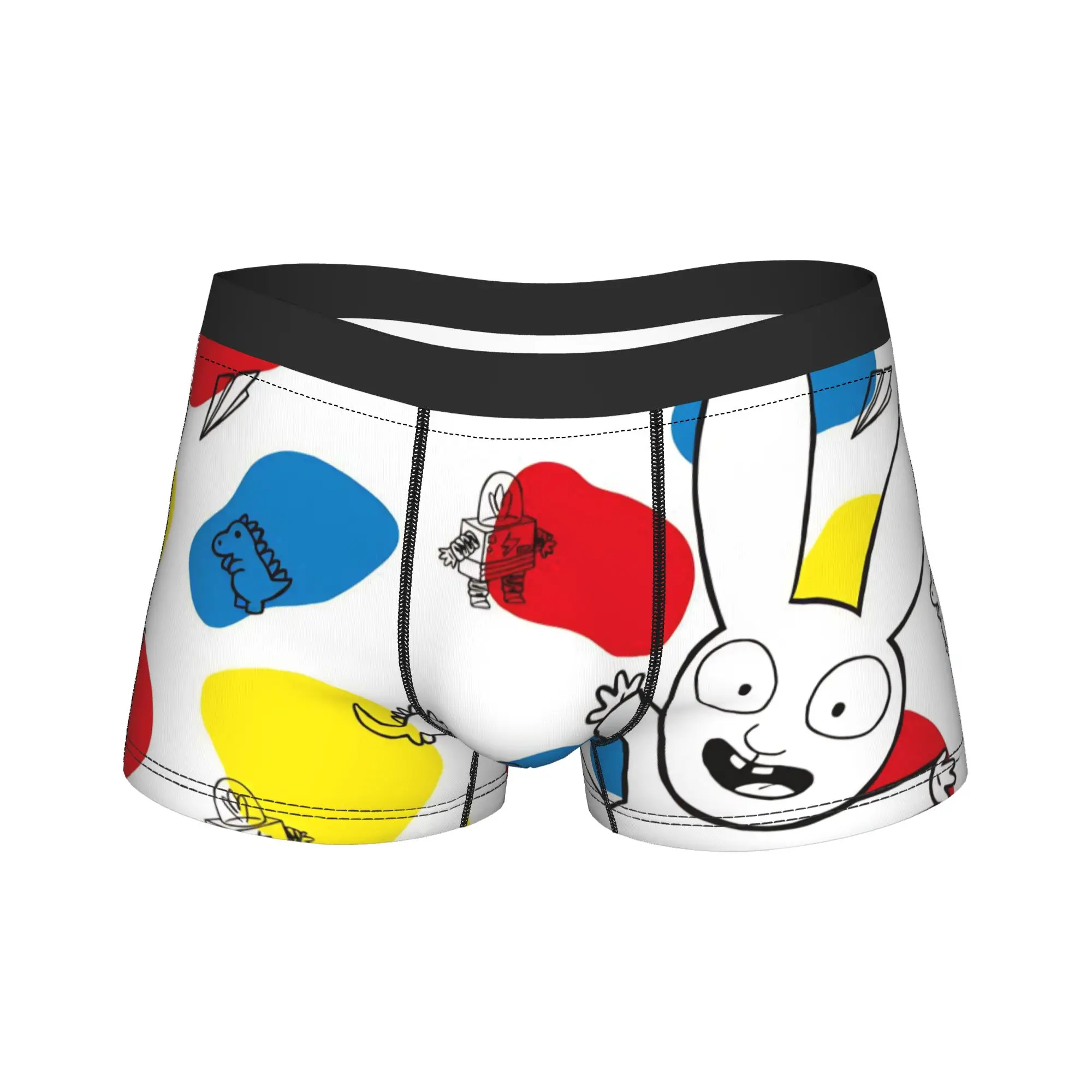Simons Rabbit Men Underwear French Cartoon Boxer Briefs Shorts Panties Novelty Polyester Underpants for Male S-XXL
