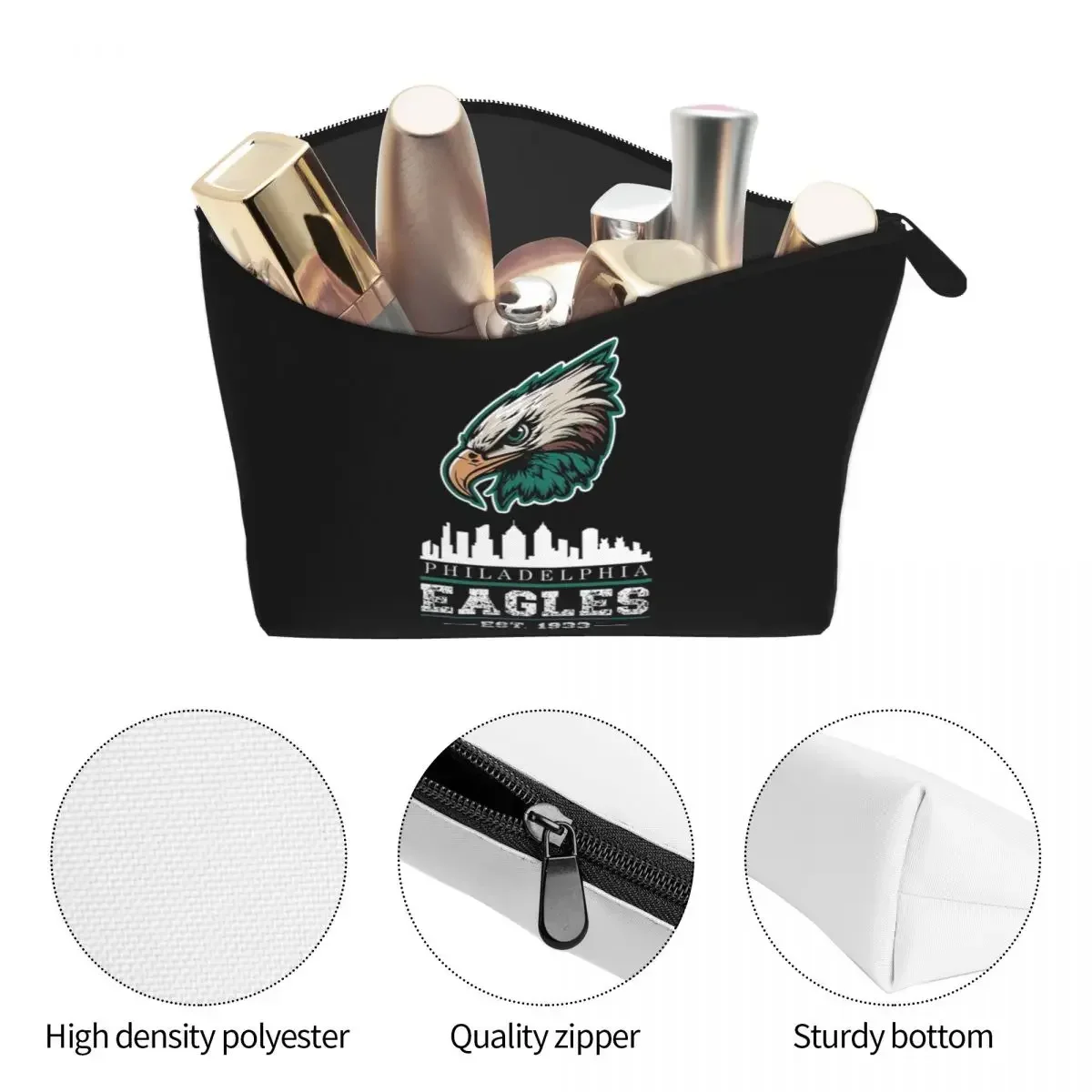 Popular Eagles Philadelphia Women Cosmetic Bag Travel Makeup Organizer Pouch Toiletry Storage Dopp Kit Box