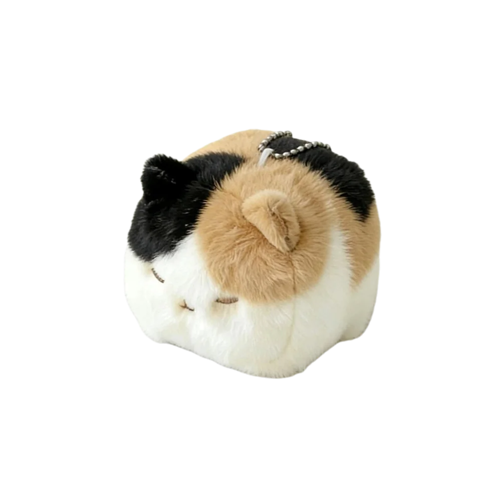 Cute Soft Fluffy Cat Keychain Kawaii Cartoon Design Kitty Pendant Bead Chain Fluffy Cat Bag Charm Backpack Decoration