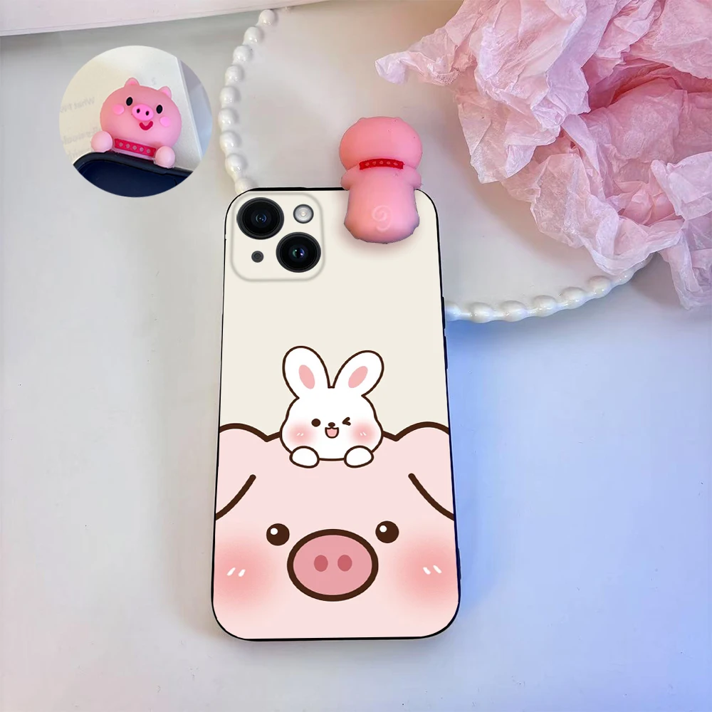 

Cute Pig 3D Doll Case For OPPO Reno 14F 5G 14 11 10 Pro 13 12 FS 13F 12F 11F 7 6 5 X5 Lite Find X3 Lite Humorous Cartoon Cover