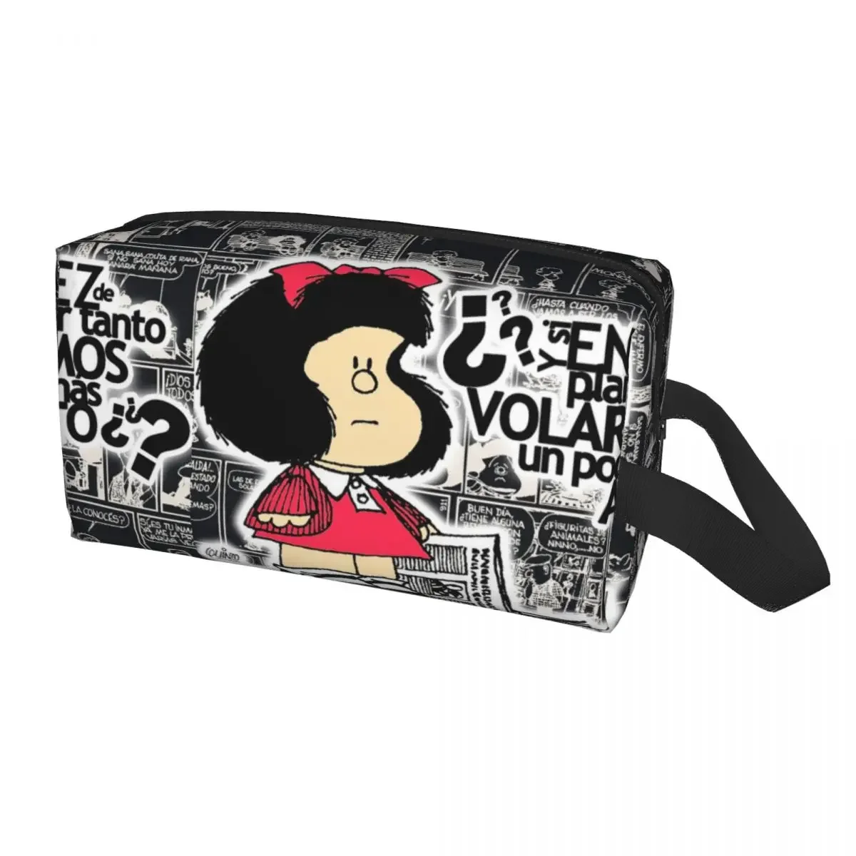 Funny Mafalda Print Large Capacity Travel Makeup Pouch Portable Waterproof Toiletry Bag Storage Bag