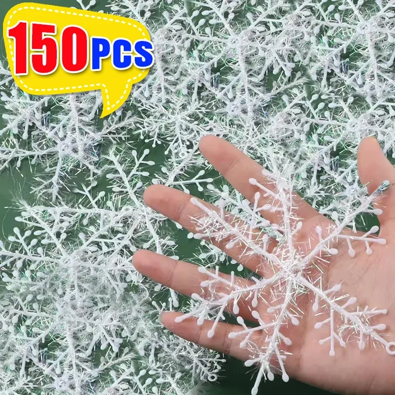 Artificial White Christmas Snowflakes Ornament for Xmas Tree Hanging Pendents DIY Fake Snow Flake New Year Party Home Decoration