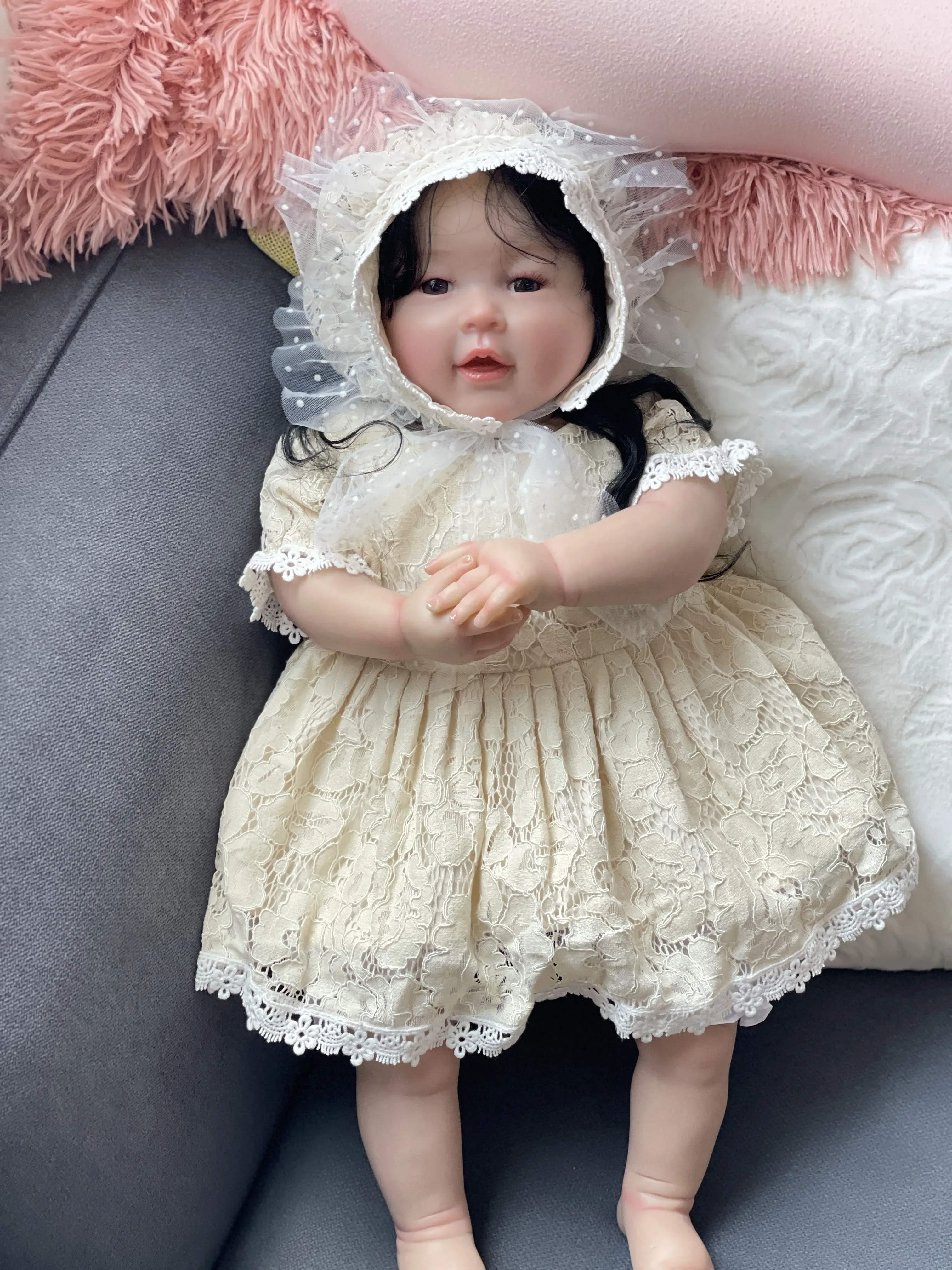 24Inch Meilien Princess Girl Cotton Body Doll Lifelike Soft Touch 3d Skin Art Doll with Hand Root Hair