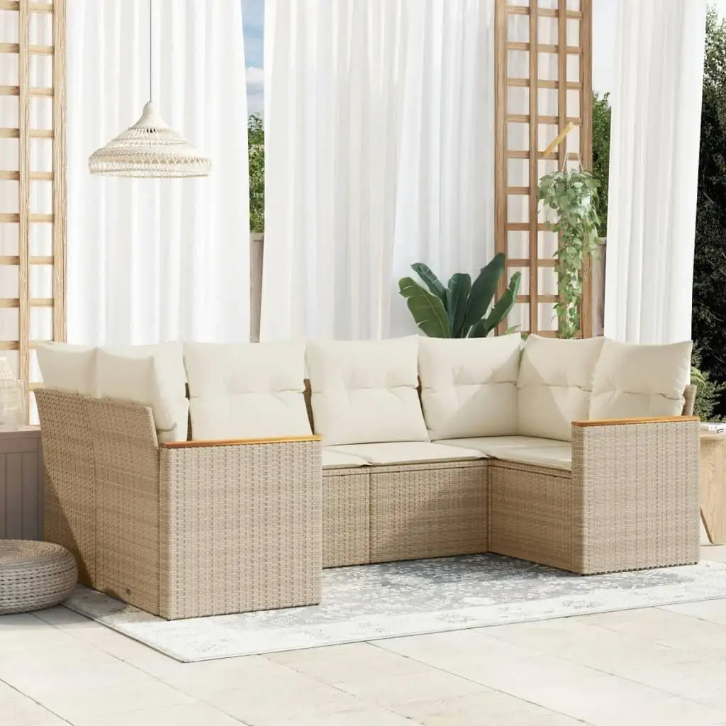 

Beige PE Rattan Medium Modular Outdoor Garden Sofa Set Comfortable Seating for Patio and Balcony Furniture