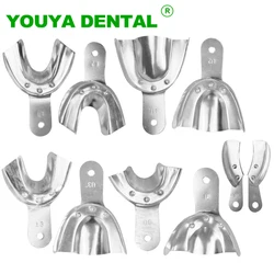 10pcs/set Aluminium Dental Impression Tray No Hole Teeth Holders Plaster Mold Tray Autoclavable Instrument Dentistry Lab Tools