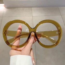 KAMMPT Oversized Round Eyeglasses Frame 2023 New Fashion Vintage Candy Color Spectacles Trendy Brand Non-prescription Eyewear