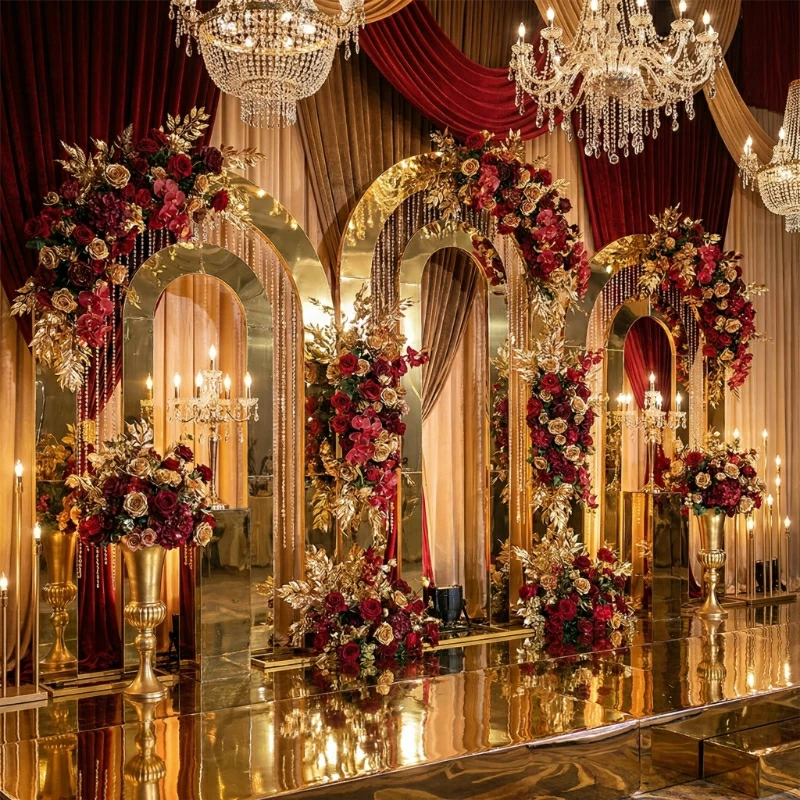

Stainless Steel Birthday Party Wedding Welcome Door Arch Frame Balloon Flower Arches Backgrounds Wall Decoration Backdrops 3pcs
