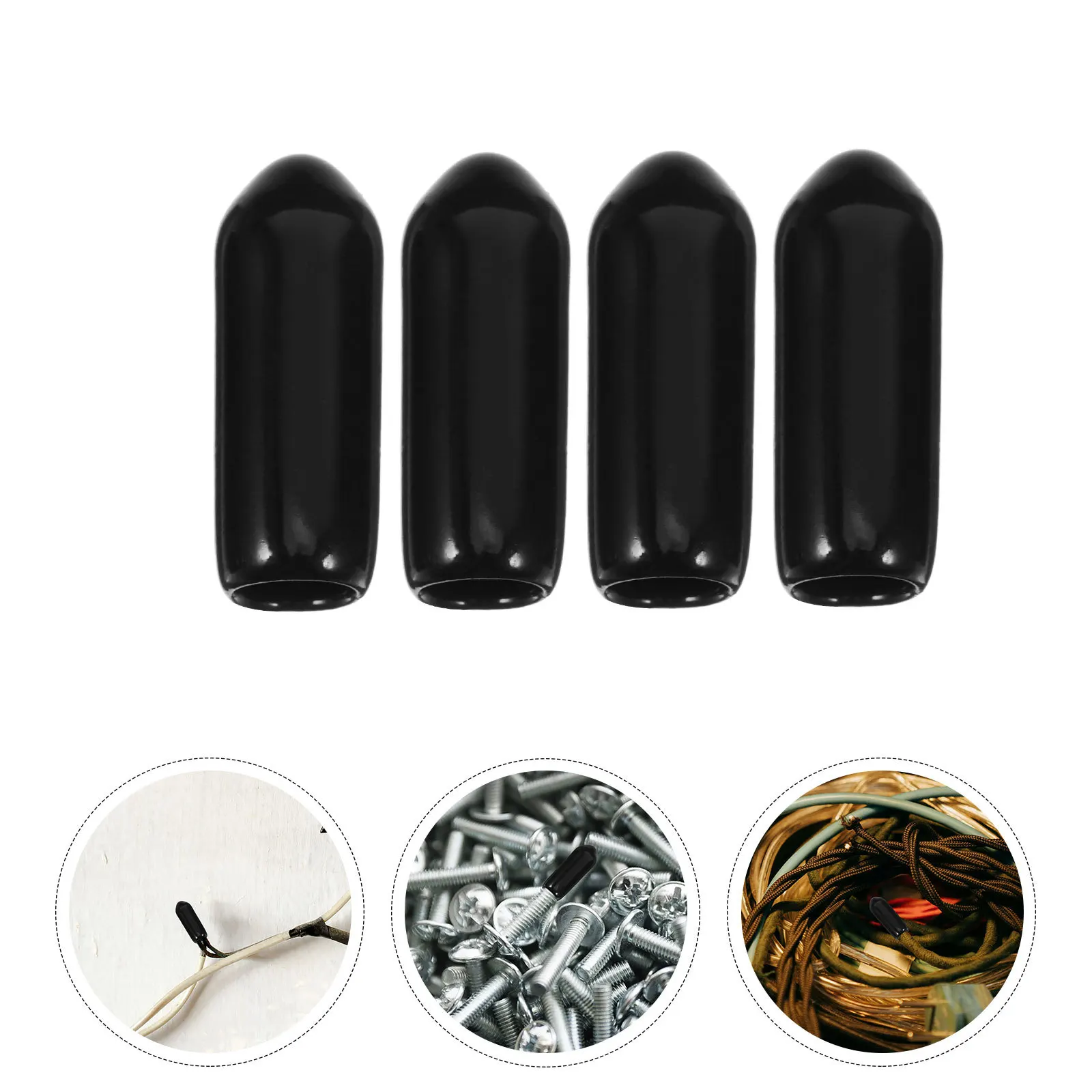 

100pcs Pvc Sheath 4.5Mm Black Screw Covers Flexible Bolt End Caps Electrical Wire Protectors Thread Protection Tubing Tips