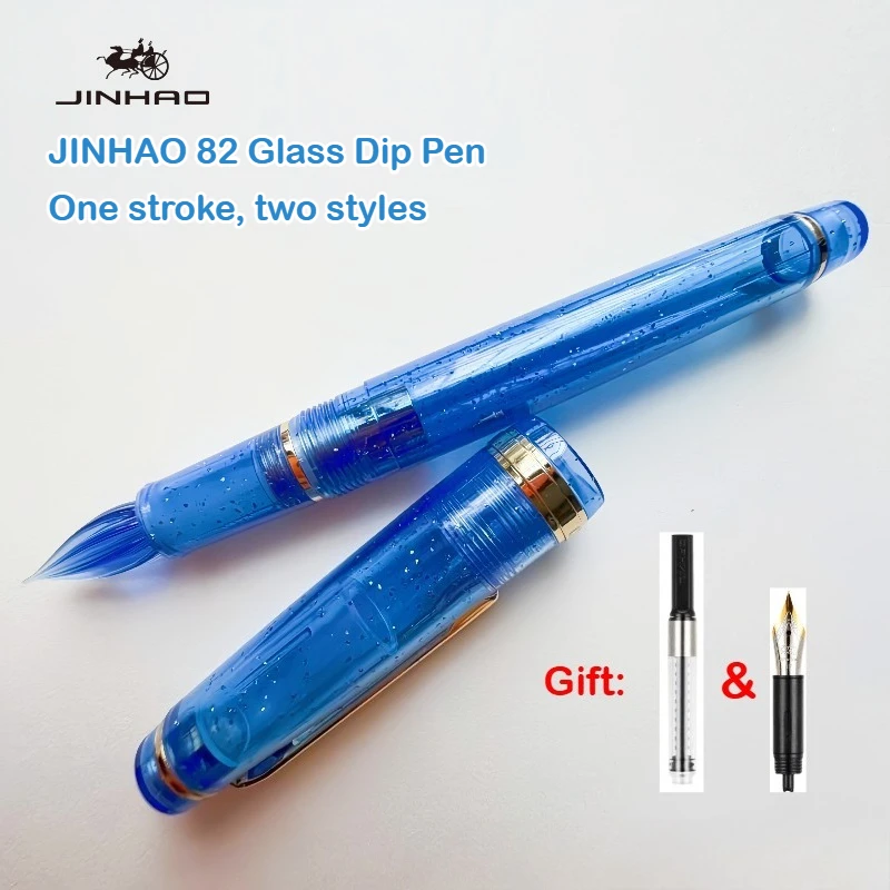 

Перьевые ручки JINHAO 82 со стеклянным корпусом и конвертерами для чернил, каллиграфические ручки, два стиля в одном, школьные принадлежности, канцтовары
