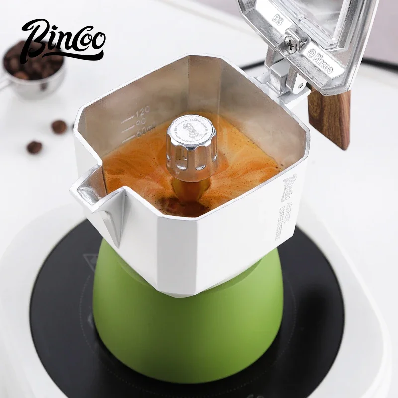 BINCOO 2 Cups Double Valve Moka Pot Espresso Coffee Pot Set Small Household Extraction concentrate Italian