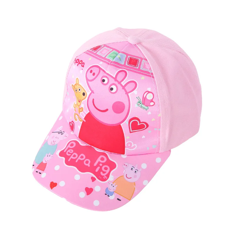 Cartoon Peppa Pig Baseball Cap Hat Adjustable Peppa Pig Cosplay Hip Hop Kids Girls Summer Sunshade Hat Gift for Girls