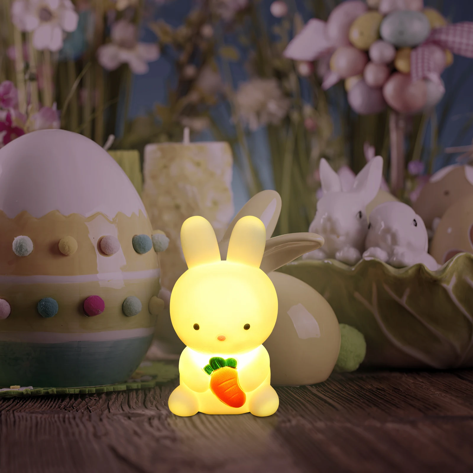 Lampada Notturna LED a Forma di Coniglietto, Luce da Comodino per Camera da Letto e Cameretta