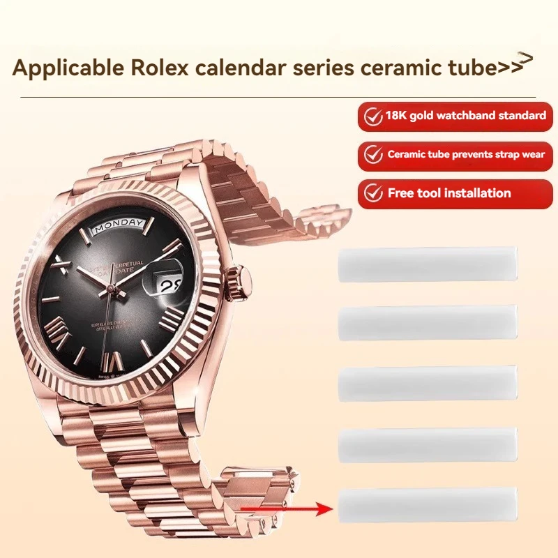 Watch Strap Section Ceramic Tube For Rolex Calendar Series 128348/228238/228235/228 239 Watchband Pipe Repair Parts with Tools