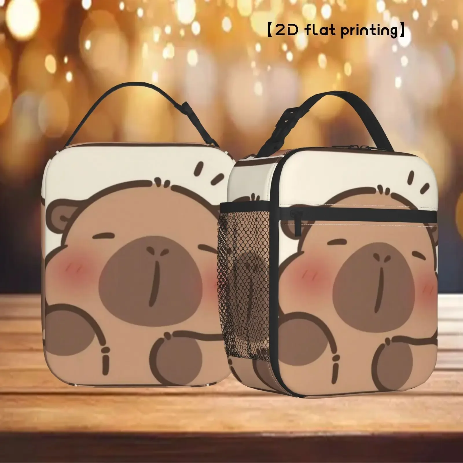 Cute Capybara Design Reusable Cooler Bag Portable Insulated Lunch Tote Ideal for Shopping Picnics Outdoor Activities Lunch Bag