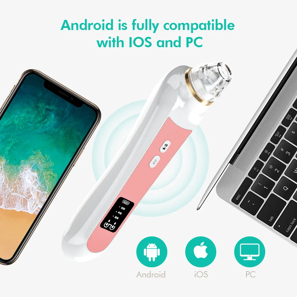 เครื่องมือกําจัดสิวหัวดําพร้อมกล้อง เครื่องมือกําจัดสิวหัวดําบนใบหน้า เครื่องมือกําจัดสิวหัวดําจมูกลึกมืออาชีพ