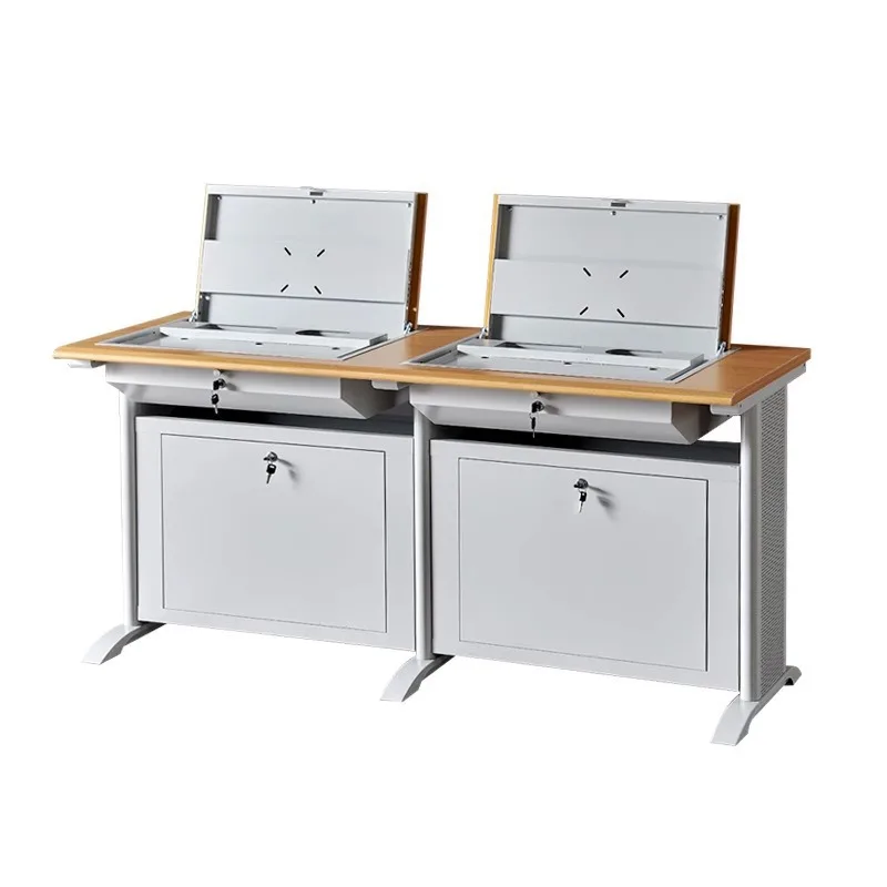 Flip computer desk training table, school multimedia computer room table single double table