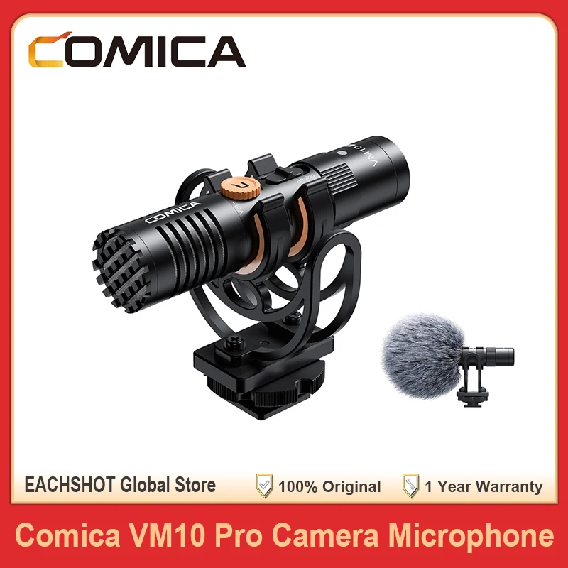 Microphone pour appareil photo Comica VM10 PRO avec contrôle de gain et support antichoc Deadcat pour iPhone, smartphones Android, reflex numériques