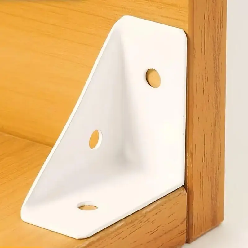White Corner Code, Triangle Bracket, Right Angle Fastener Hardware Accessories, Used for Bed Frames, Tables and Chairs, Cabinets