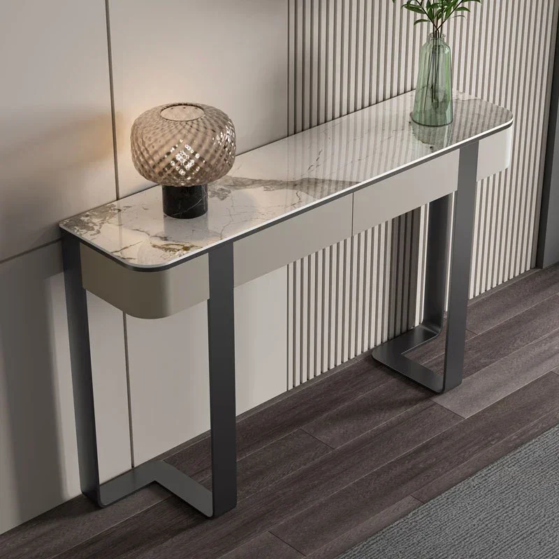 

Italian Household Console Tables for Entrance Console Table Pine Slate Simple Light Luxury Solid Wood Console Table for Corridor