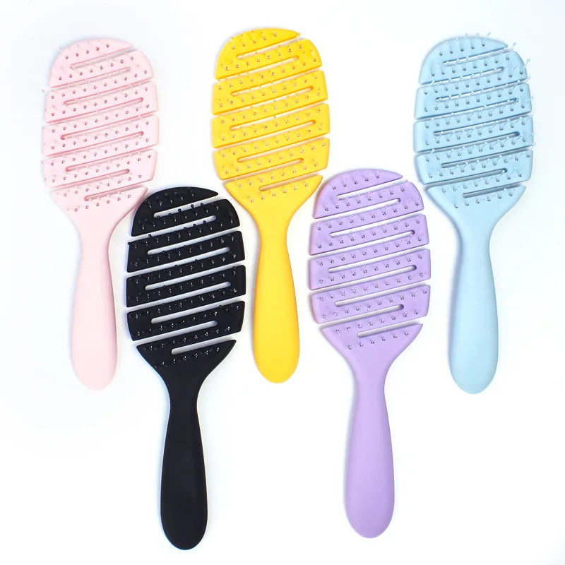 Pink Blue Yellow Hollow Non Knotting Hair Comb Elastic Comb Hair Brush Children\'s Soft Tooth Comb No Harm To Hair Massage Scalp