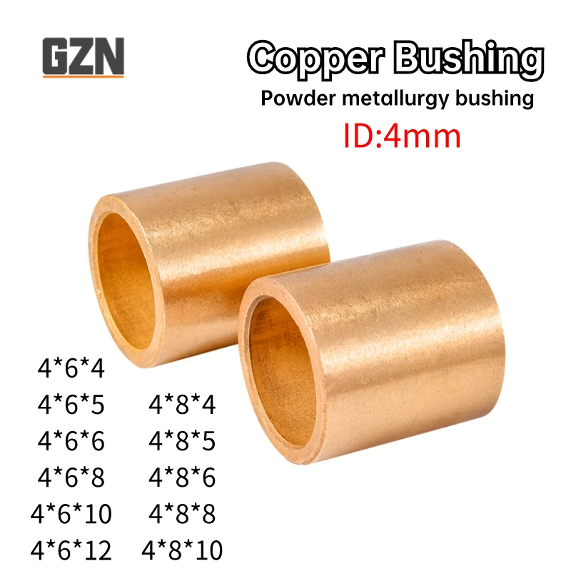 

10PCS Free Shipping Inner Diameter 4mm Brass Bushing Powder Metallurgy Oil Bearing Copper Bushing Wear-resistant Guide Bushing