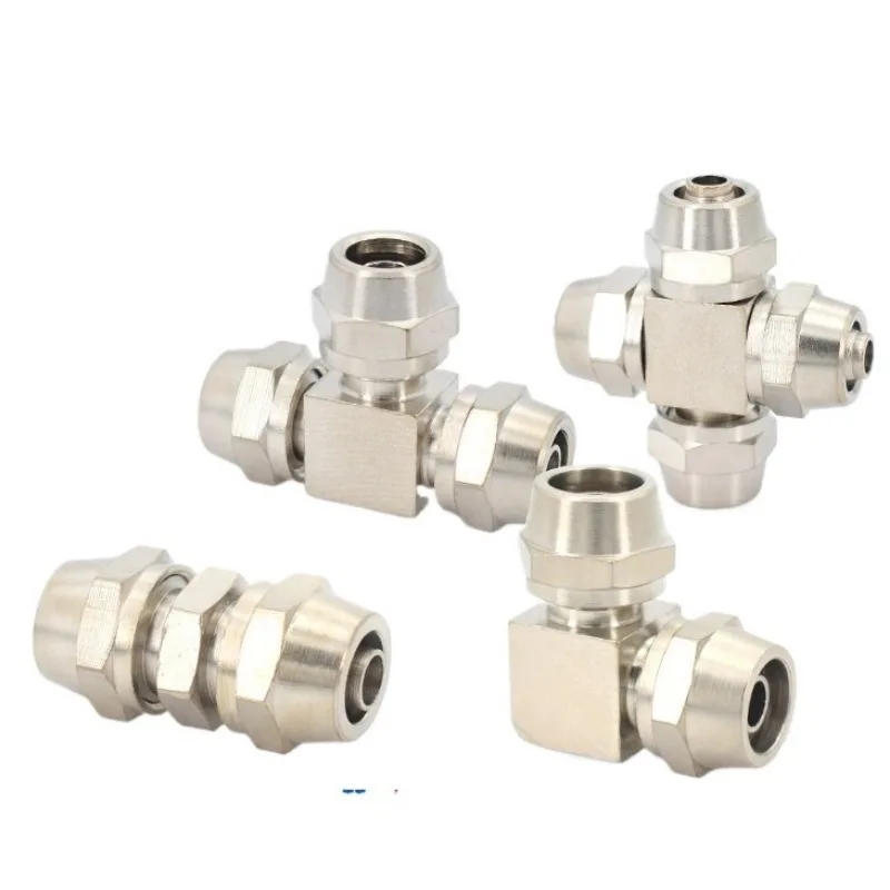 4  6 8 10 12 Mm Straight Elbow 90 Deg Bulkhead Tee 3 Ways Cross 4 Ways Air Hose Quick Twist  Brass Pneumatic Fitting Connector