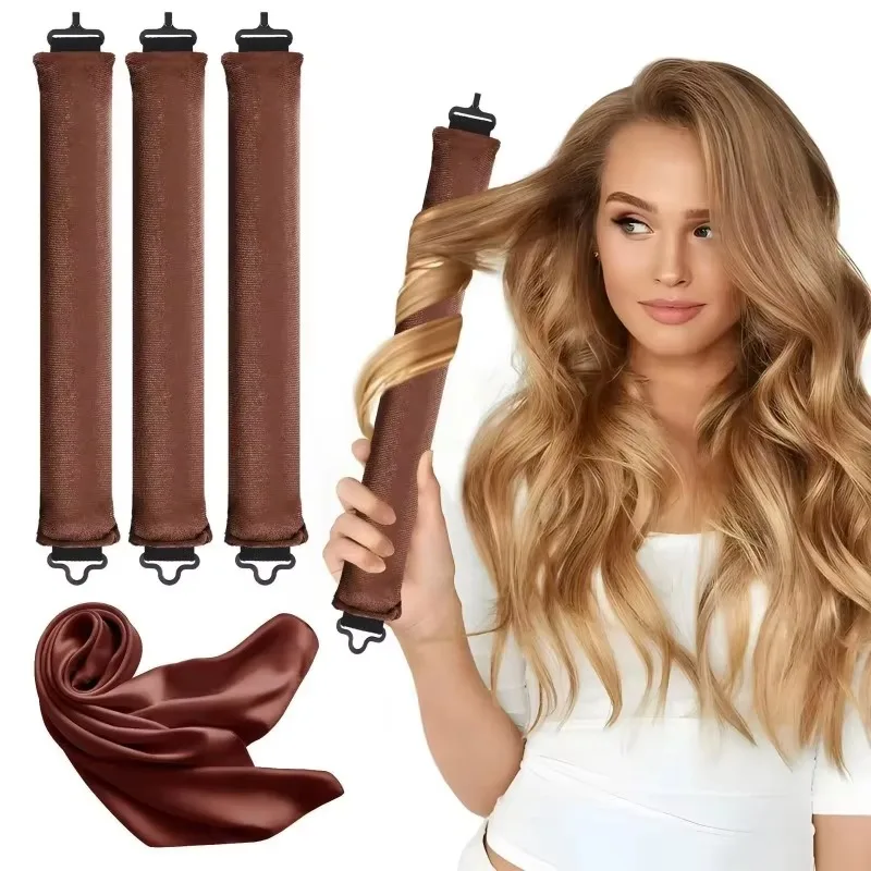Heatless Hair Curler 27cm Sleep-friendly Heatless Curling Wand 3.5 Diameter Large Wave Curling Wand 1 Set