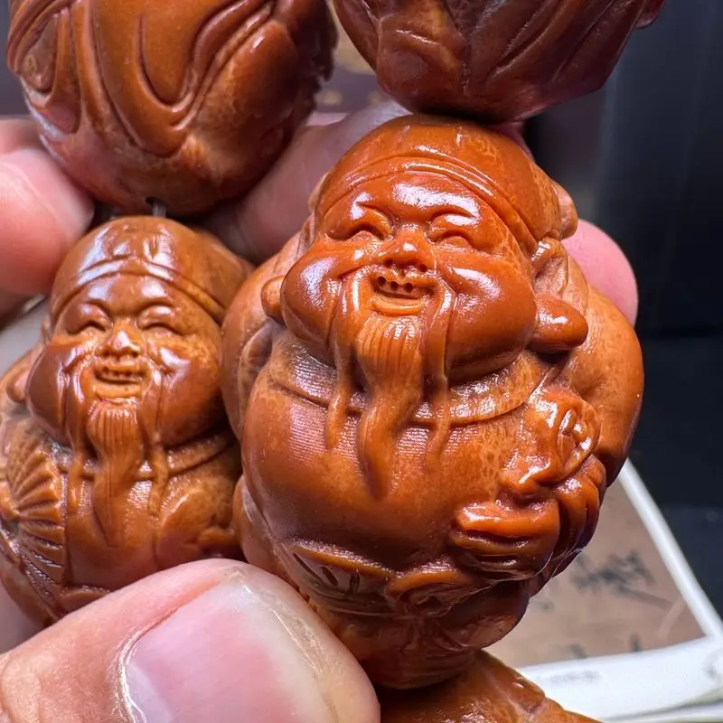 Indonesian Large Olive Stone Wealth God Bracelet, Finely Carved, Suitable Both Men And Women